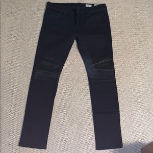 Allsaints Leather knee patch denim